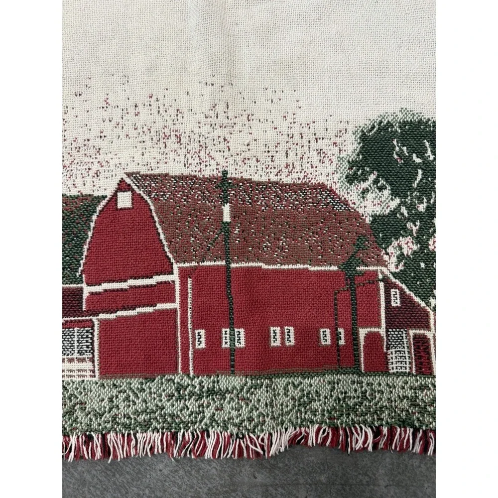 Unbranded farmhouse chicken woven fringe throw blanket 48x48 square